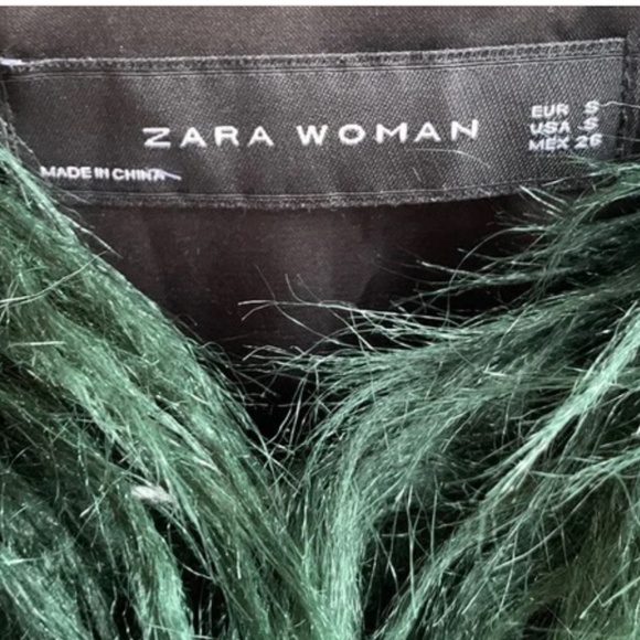 ZARA FAUX FUR SHAGGY GREEN JACKET COAT - Picture 4 of 6